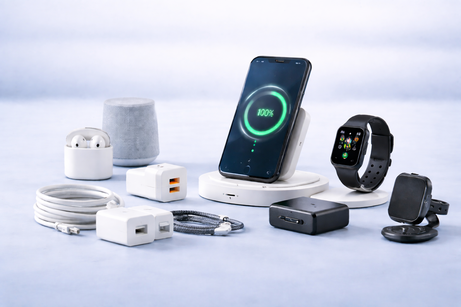 Home Smartphone Accessories On Blue Background 2